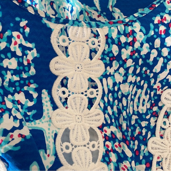 Lilly Pulitzer blue white lace trim Ember Shift Dress - Picture 6 of 8